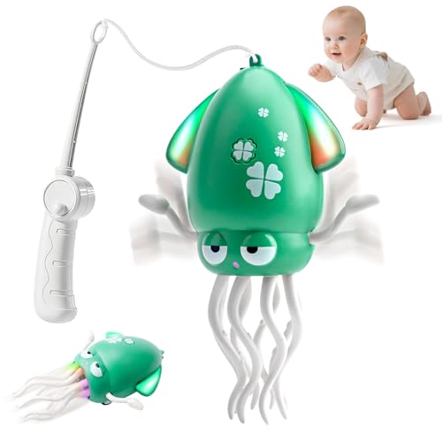 KutaKuta Pulpo Bailarín Eléctrico, Twisting Dancing Octopus Juguete con Luces/Música/Caña Pescar, 2 Modos (Baile & Gateo) Juguete Pulpo Bailarín con Evitación Automática de Obstáculos para 3+ NiñOs