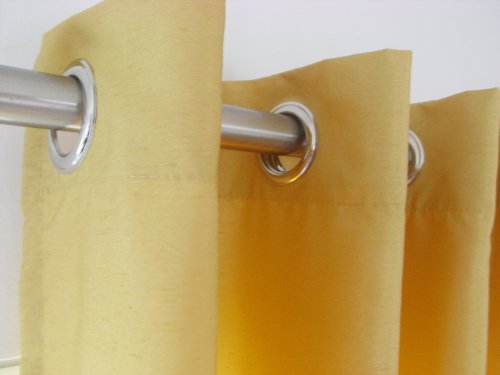 wohnen.com Ösenschals 2 STK. Aura Farbe Gold mit 8 waschbaren, rostfreien Metallösen - eleganter Stoff mit Wildseidenpotik in Uni Cover