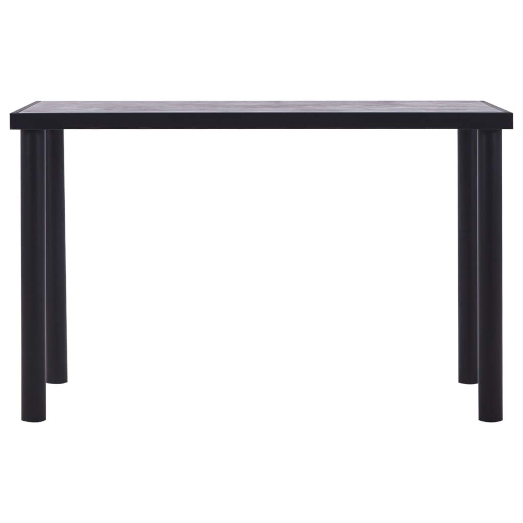 Table de salle à manger industrielle en métal noir et plateau gris béton 120cm