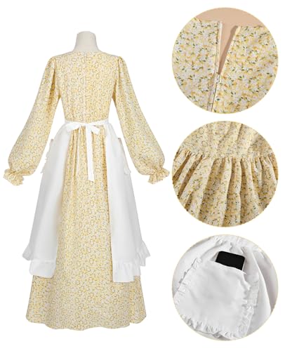 Image of NSPSTT Women Girls American Pioneer Colonial Dress Prairie Costume