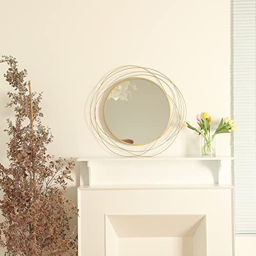 Ironsmithn Wall Mirror Mounted Round Decorative Mirrors Circle For Bathroom Vanity, Living Room Or Bedroom 26.8” X26.8”(Glod) #TOP3