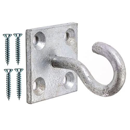 Image of TERF® Heavy Duty Galvanised Hook On Plate 50mm (2 inch) with Hole, Wall Mount & Ceiling Hanging, Multi-Purpose Use - Pack of 1