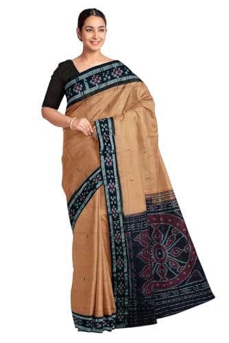 Image of COTTONSILK & KHANDUAPATA Odisha Sambalpuri Handloom Ikat Women Cotton Saree, Odisha Handloom Handmade Pure Cotton Khandua Saree, Ikkat Orissa Traditional Handloom Saree Without Blouse 430