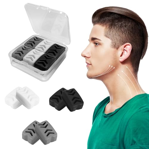 6pcs Jaw Exercisers, Upgraded Silicone Jaw Muscle Strengthener with 3 Resistance Levels Jaw Trainer for Double Chin, Jaw Chin Sculptor Face Toner Shaper Jaw Exercise for Jaw Women Men (3 Colors)