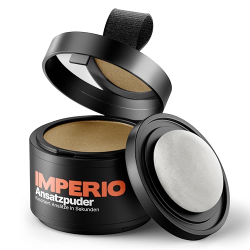 IMPERIO Ansatzpuder - Haar Concealer zur Haarverdichtung für Frauen und Männer, wasserfestes Haar Make-up zum Ansatz kaschieren - 4g (Dunkelblond)