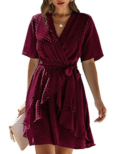 BTFBM Women Faux Wrap V-Neck Dress