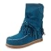 NYYY Bottes pour femme - Style rétro - Avec boucle de ceinture - En daim - Pour les loisirs, bleu, 41 EU