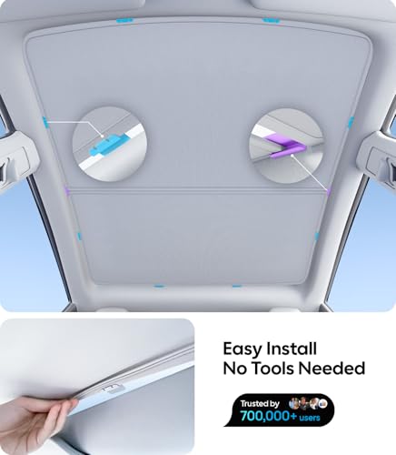 Image of Wigoo Tesla Model Y Sunshade Roof [Never Sag, Nano Ice-Crystal Coatings] 3-Gen Heat Insulation Glass Roof Sun Shade, Accessories for Tesla Model Y 2020~2025, Tesla Interior Gray