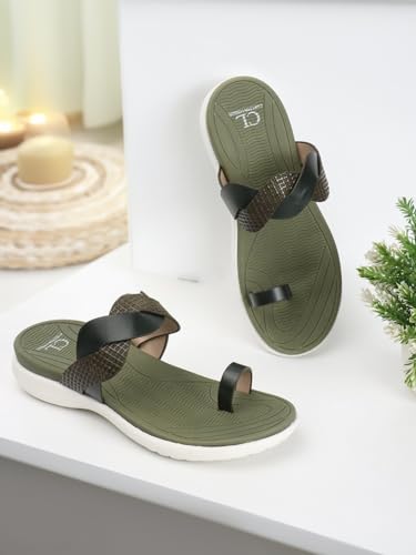 Image of Carlton London Women's Comfort Sandals | Stylish Slip on Flats with Cushioned Soles | Trendy Lightweight Durable & Comfortable Fashion Sandal for Outdoor Use