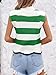 Saodimallsu Womens Striped Sweater Vest Sleeveless Mock Neck Cap Sleeve Ribbed Knit Summer Crop Tops Green