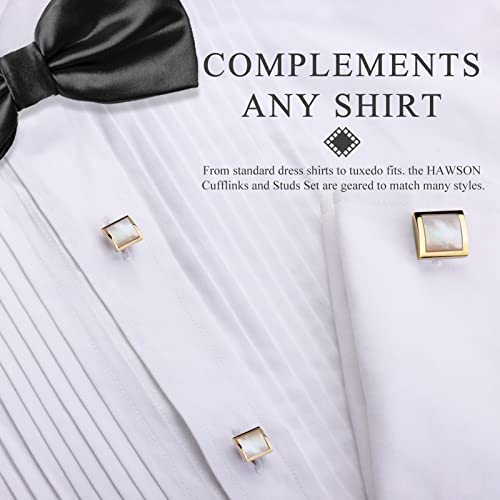 Cufflinks And Studs For Men With Gift Box, Match Dress Shirts Black Suit Bow Ties, Gold Or Silver Tone Mother Of Pearl Cuff Links, Mens Jewelry Or Accessories. #TOP1