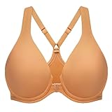 MELENECA Damen Racerback Frontverschluss BH Dekolleté Nicht gepolstert Vollflächige Bedeckung Nahtlos Bügel Taupe 110C