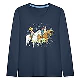 Spreadshirt Bibi Und Tina Ausritt Mit Alexander Falkenstein Kinder Premium Langarmshirt, 110/116 (4 Jahre), Navy