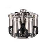 LCshuyao 360° Rotating Spice Rack,Spice Rack Organizer for Cabinet - Includes 6pcs Glass Spice Jars and Labels,Spice Storage, Cooking, Outdoor BBQ,(Spices Not Included) (Modern)