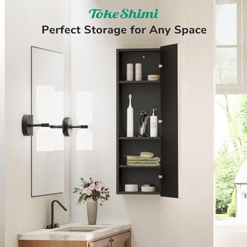 Image of TokeShimi 12 x 36 in Recessed Medicine Cabinets for Bathroom, Aluminum