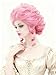 Rugelyss Short Wavy Curly Pink Wig Big Bouffant Beehive Wigs for Women fits 70s 80s Costume or Halloween Vintage Cosplay Party