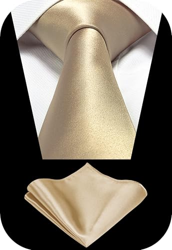 Image of TIE G Solid Satin Woven dyed Color Formal Black Necktie and Pocket Square Sets in Gift Box