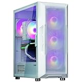 Zalman i3 ARGB Airflow ATX Mid Tower Gaming PC Computer Case - 4 x 120mm ARGB Fans Pre-Installed - Mesh Front Panel - Tempered Glass Side Panel, White