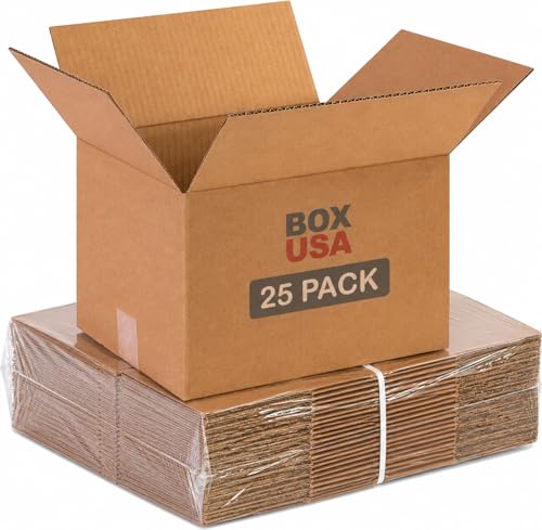 Image of BOX USA Shipping Boxes Medium 12 inchL x 10 inchW x 8 inchH 25-Pack - Corrugated Cardboard Box for Moving, Mailing, Packing, Packaging and Storage