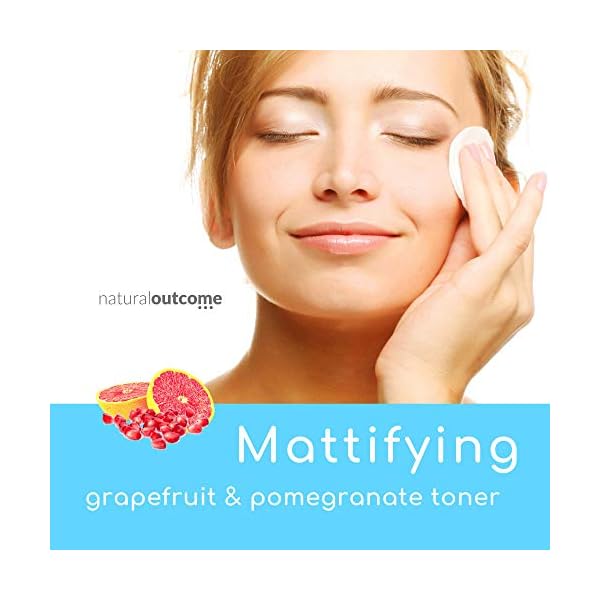 Oily-Skin-Control-Toner-for-Face-by-Natural-Outcome-Skincare-Alcohol-Free-Witch-Hazel-Facial-Toner-Astringent-with-Grapefruit-Pomegranate-Hydrating-Aloe-Vera-8-oz Natural Outcome Oily Skin Face Toner | Purifying Astringent Facial Toner | Naturally Keeps Skin Matte & Shine Free | Minimizes Appearance of Pores While Keeping Skin Hydrated with Aloe Vera | 8 oz