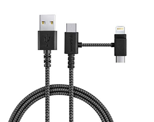 Image of Smartish USB to Lightning, USB C & Micro Cable, Crown Joule, 6 Ft, Gray