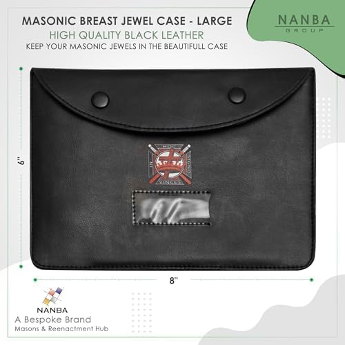 MASONS & REENACTMENT HUB Premium Masonic Regalia Pocket Jewel Holder Case – Leather Carry Wallet with Soft Lining for Freemason Lodge Jewels, Pins & Badges