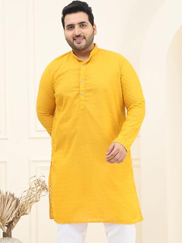 Image of SOJANYA Plus (Since 1958) Men's Silk Blend Embroidered Only Long Kurta