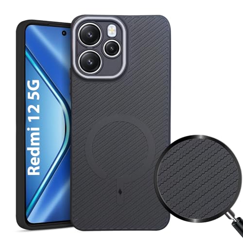 Image of LIRAMARK Rugged Carbon Fibre TPU Armor Silicone Back Cover Case for Redmi 12 5G