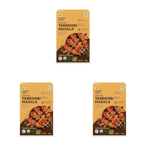 Image of Organic Tattva Tandoori Masala - 100g Tandoori Chicken Masala Powder with No Artificial Additives, No Pesticides | Aromatic Spice Blend for Biryani & Grilled Recipes (Pack of 3)