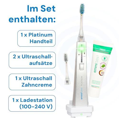 emmi-dent Platinum Ultraschallzahnbürste (Starter-Set Holografik) – 96 Mio. Schwingungen & Ultraschall-Zahnpasta | Sanft zu Zähnen & Zahnfleisch | Kein Schrubben | Bis zu 15 Tage Akkulaufzeit – Bild 7
