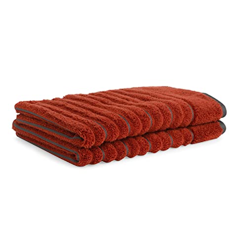 Image of Spaces Hand Towels | 100% Cotton | Spa & Gym Towel | Highly Absorbent & Ultra Soft | 2 Piece Set | Premium Hand Towel | 40 x 60 cm | Dark Orange