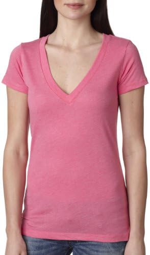 Next Level Ladies' Triblend Deep V L VINTAGE PINK