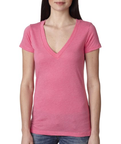 Next Level Ladies' Triblend Deep V L Vintage Pink #TOP15
