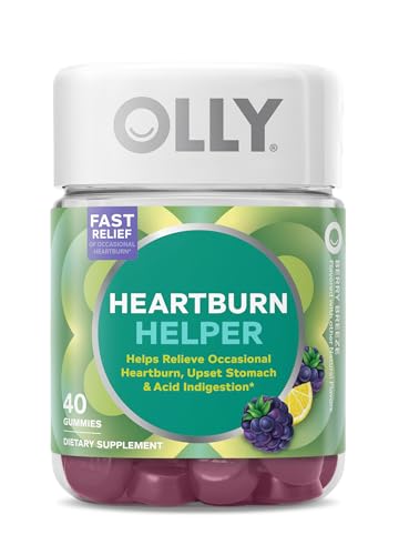 OLLY Heartburn Helper Gummy Supplement, Fast Relief of Occasional Heartburn,* Tricalcium Phosphate, Berry Breeze Flavored, 20 Servings - 40 Count