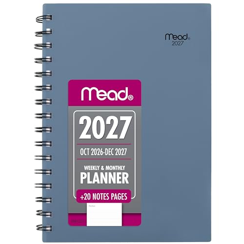 Mead 2027 Planner, Weekly & Monthly, 15-Month Oct-Dec, 5.5" x 8.5", Composure Blue (1806-200-27)