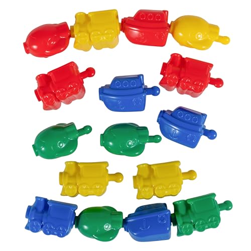 Image of LEARNING ADVANTAGE Transportation Linking Blocks - Set of 36 - Ages 18m+ - Pop Beads for Toddlers - Early Sensory and Fine Motor Manipulative
