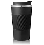 Copo Térmico Aço Inox Premium 510ml Preto Anti-vazamento | Café Chá Quente Gelado | Portátil...