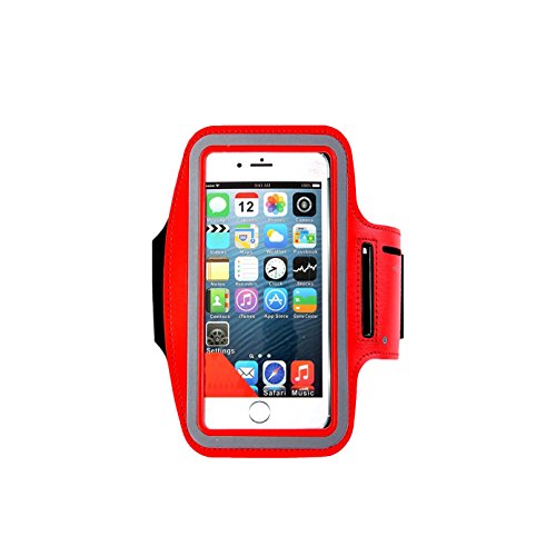 Ibarbe Water Resistant Cell Phone Armband, 5.7 Inch Case For Such As Iphone 8, 7, 6, 6S Plus, Galaxy Note 8/S7 Edge/S8/S8+ - Adjustable Reflective Workout Band, Key Holder/Screen Protector-Red #TOP6