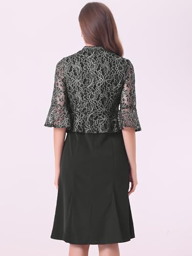 Allegra K 2 Pieces Mother of The Bride Dresses with Lace Jacket Half Sleeve Mother of Groom Formal Gown3