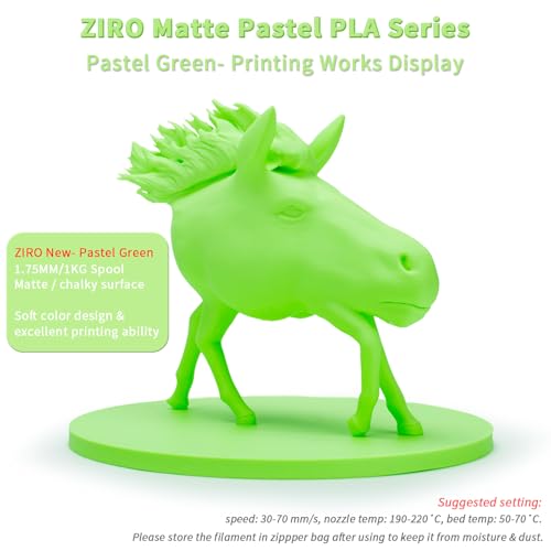 Image of ZIRO Matte Pastel Colors PLA Series,Tougher & Stronger, 1.75mm Pastel Green | Fit for Most FDM 3D Printer, 1.75mm 1KG Spool, Dimensional Accuracy + /-0.03mm, Colorful PLA FilamenT