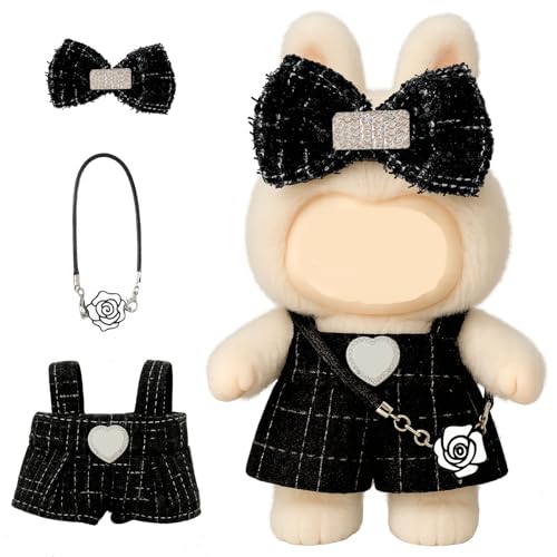 Cute Doll Clothes for Labubu ( NO Doll) Design Pop Toy Outfits Blind Mystery Box Mart Accessories Mini La Boo-Boo Big Into Energy Monster Labooboo Case Cover Protector Bag Coke Display Charm (Black)