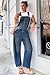 PLNOTME Womens Denim Bib Overalls Barrel Leg Adjustable Strap Jean Pants Jumpsuits with Pockets