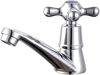 DOITOOL Water Faucet 1Pc Basin Taps Mixers Bathroom Sink Tap Basin Mixer Tap Single Lever Basin Faucet Cross Handle Cold Water Sink Basin Taps for Bathroom Kitchen (Model)