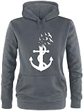 EZYshirt® Anker Ocean Damen Hoodie | Damen Kapuzenpullover | Damen Pullover