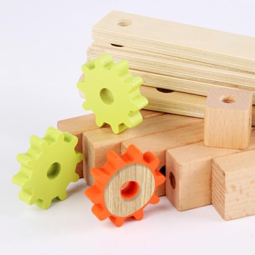 Bloques de construcción y banco de trabajo de madera para motricidad infantil 4