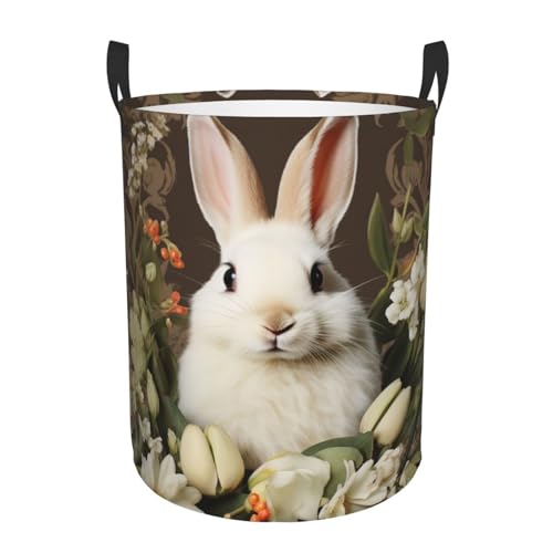 Panier à linge pliable lapin blanc grand format imperméable pour chambre
