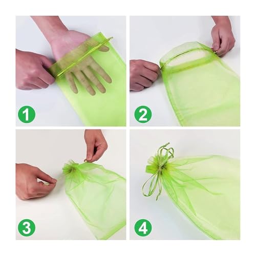 Organza para frutas transpirable con cierre ajustable, bolsas protectoras de 15x20cm en pack 7