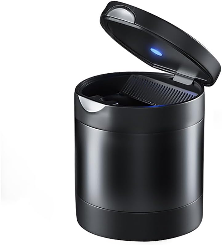 Car Ashtray Suitable for Hyundai Elantra Sedan/Elantra Hatchback CN7 AD MD UD HD XD J2 J1 1991-2021 2022-2026, Odor Isolation with Cover Removable Stainless Steel Ashtray Led Blue Light