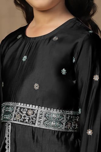 Image of Fashion Dream Girls Chanderi Silk Embroidered Top & Palazzo Set|Kids Salwar Suit|Ethnic Wear