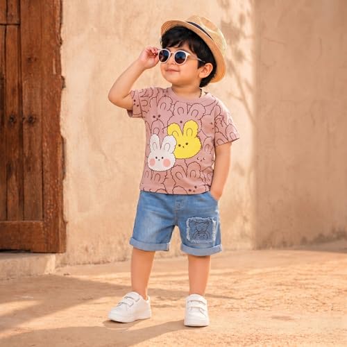 Image of Krishn Creations Kids Clothes for Boys | Cotton Printed Half Sleeve T-shirt and Shorts Baby Boy Dress | Casual Wear Kids Clothes